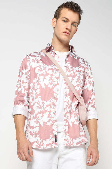 Pink Floral Printed Shirt - Shirts - 241230177