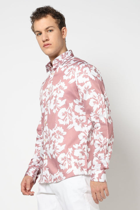 Pink Floral Printed Shirt - Shirts - 241230177