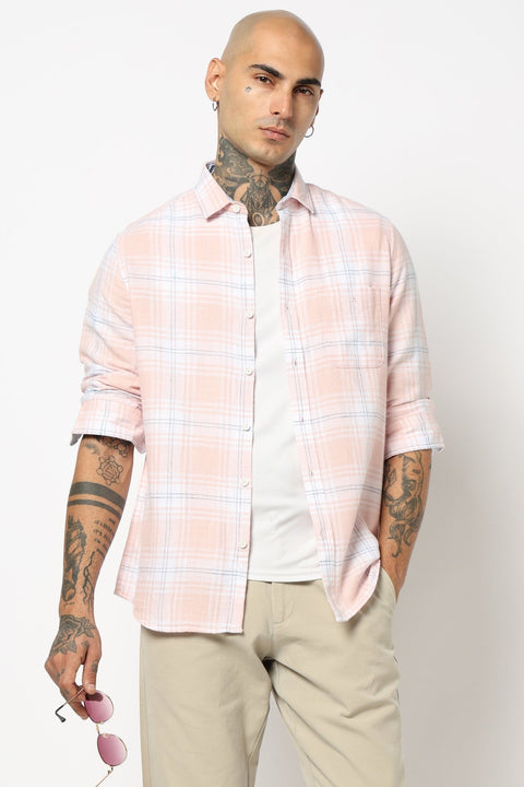 PINK WINDOWPANE CHECKERED SHIRT-Shirt - 250731921