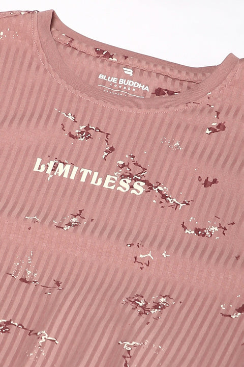 Printed Textured Round Neck T-shirt - T-Shirt - 2409300727