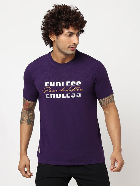 Purple Printed Cotton T-shirt - T-Shirt - 230430453