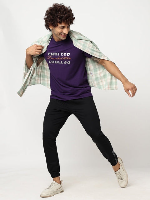 Purple Printed Cotton T-shirt - T-Shirt - 230430453