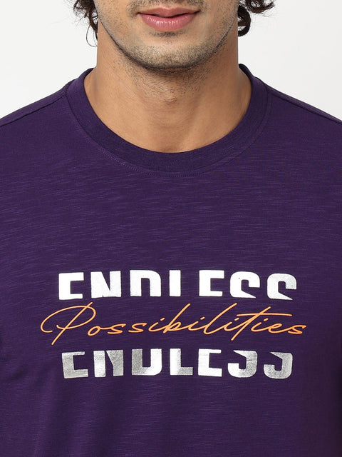 Purple Printed Cotton T-shirt - T-Shirt - 230430453