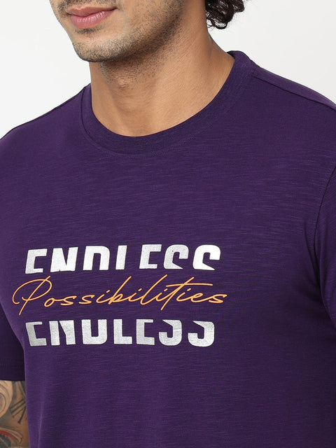 Purple Printed Cotton T-shirt - T-Shirt - 230430453