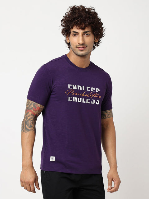 Purple Printed Cotton T-shirt - T-Shirt - 230430453