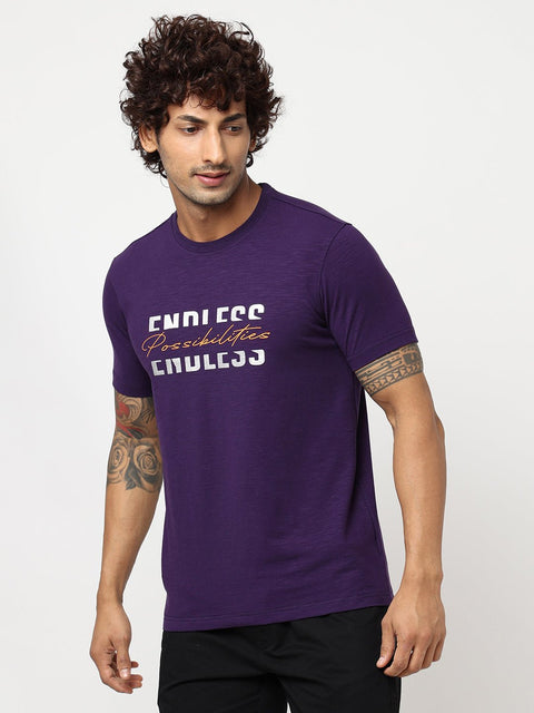 Purple Printed Cotton T-shirt - T-Shirt - 230430453
