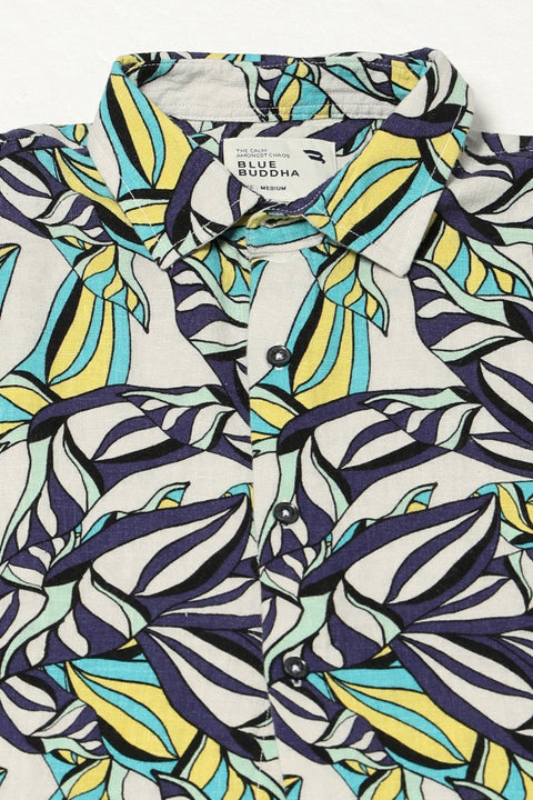 PURPLE TROPICAL PRINTED HALF SLEEVE SHIRT-Shirt - 250731672