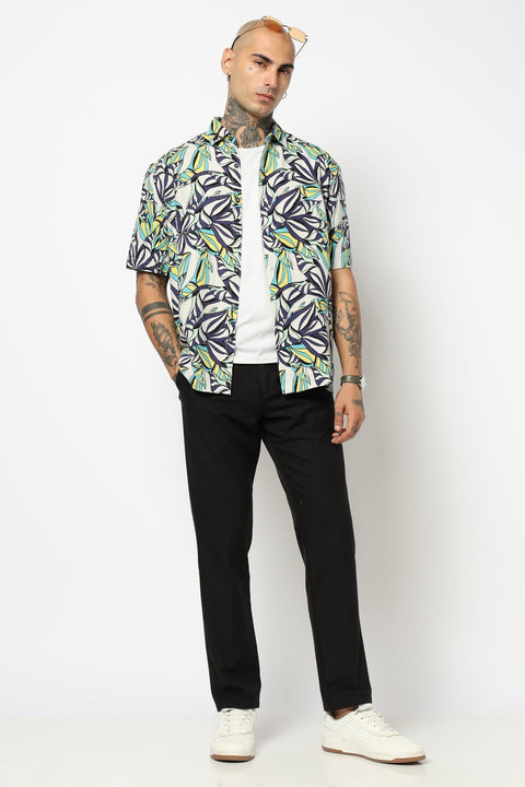 PURPLE TROPICAL PRINTED HALF SLEEVE SHIRT-Shirt - 250731672