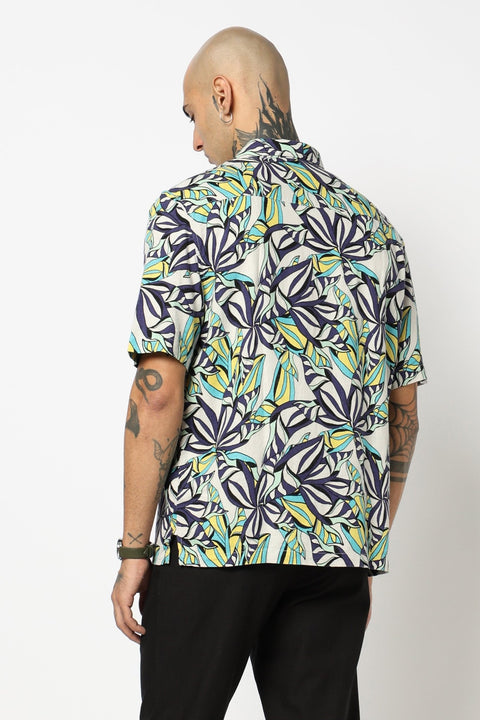 PURPLE TROPICAL PRINTED HALF SLEEVE SHIRT-Shirt - 250731672