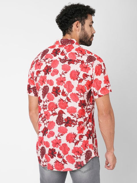 Red Floral Printed Shirt - Shirt - 230725353