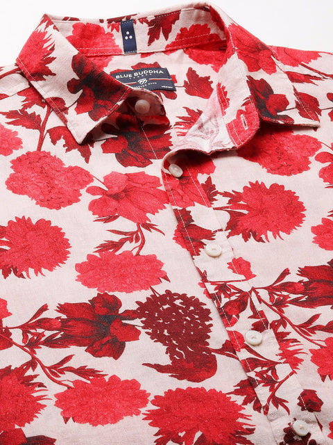 Red Floral Printed Shirt - Shirt - 230725353