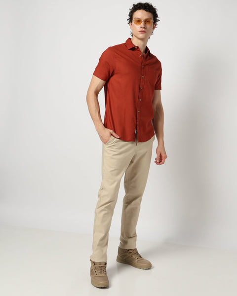RED PLAIN TAILORED MENS SHIRT-Shirt - 240327245