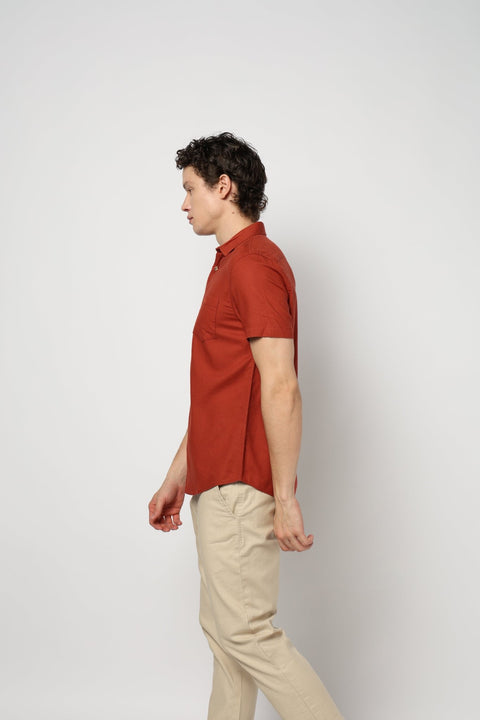 RED PLAIN TAILORED MENS SHIRT-Shirt - 240327245