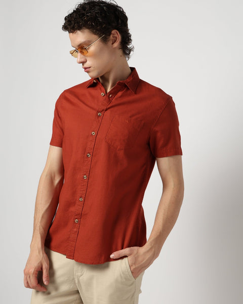 RED PLAIN TAILORED MENS SHIRT-Shirt - 240327245