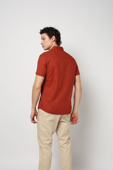 RED PLAIN TAILORED MENS SHIRT-Shirt - 240327245