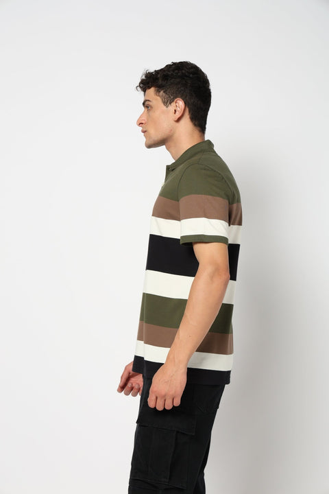 STRAVO Multi Striped Polo - T-Shirt - 2411300868