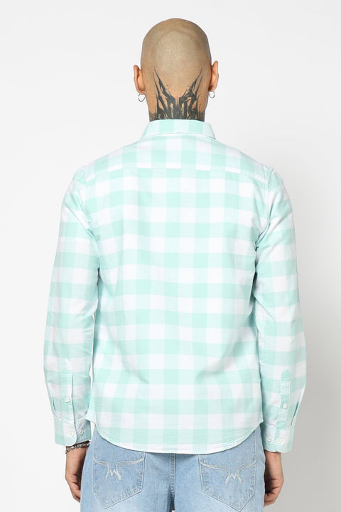 TURQUOISE BUFFALO CHECKERED COTTON SHIRT-Shirt - 250831996