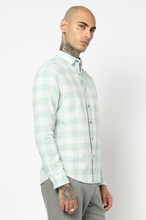TURQUOISE BUFFALO CHECKERED SHIRT-Shirt - 250731742