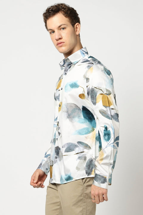 White Abstract Printed Shirt - Shirt - 241230162