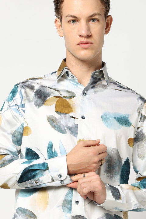 White Abstract Printed Shirt - Shirt - 241230162
