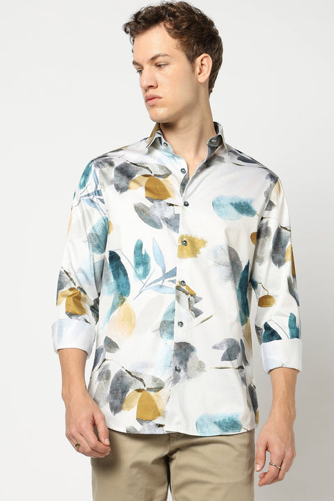 White Abstract Printed Shirt - Shirt - 241230162