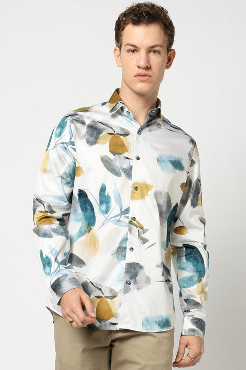 White Abstract Printed Shirt - Shirt - 241230162