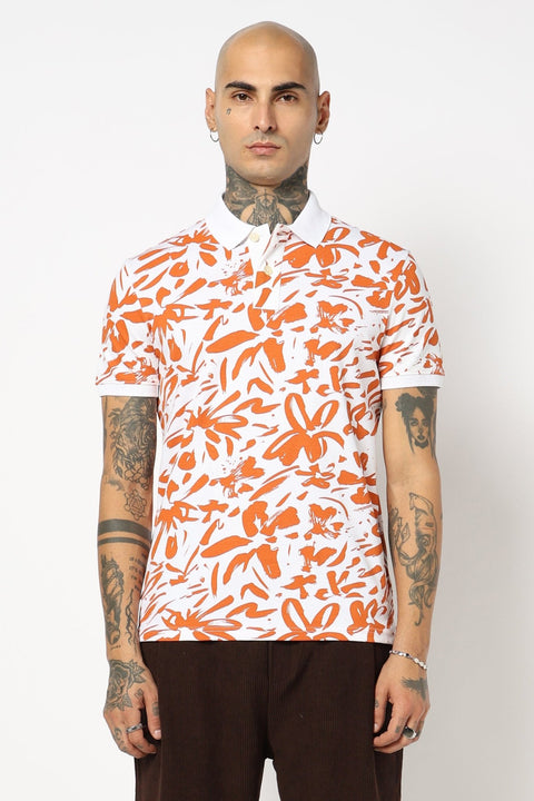 WHITE ALL OVER PRINTED POLO - T Shirt - 2411300934