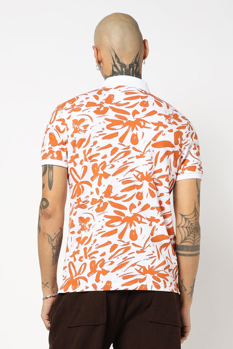 WHITE ALL OVER PRINTED POLO - T Shirt - 2411300934