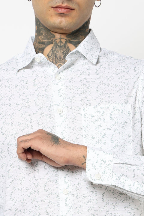 WHITE BOTANICAL PRINTED FULL SLEEVE SHIRT-Shirt - 250731827
