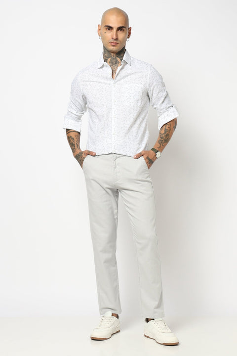 WHITE BOTANICAL PRINTED FULL SLEEVE SHIRT-Shirt - 250731827