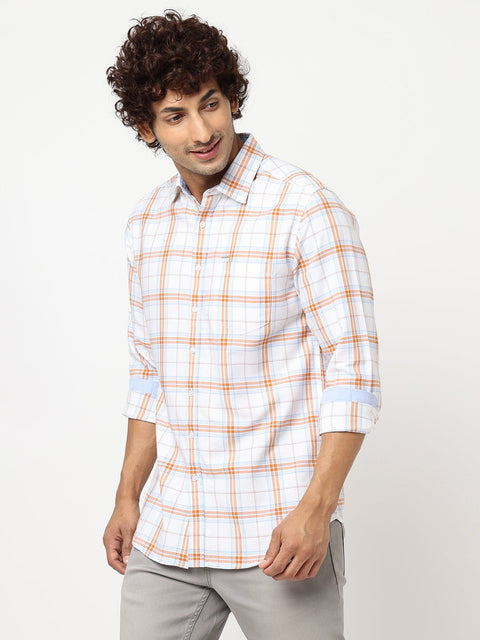 White Checks Cotton Shirt - Shirts - 230424657