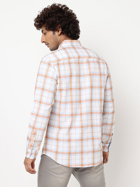 White Checks Cotton Shirt - Shirts - 230424657