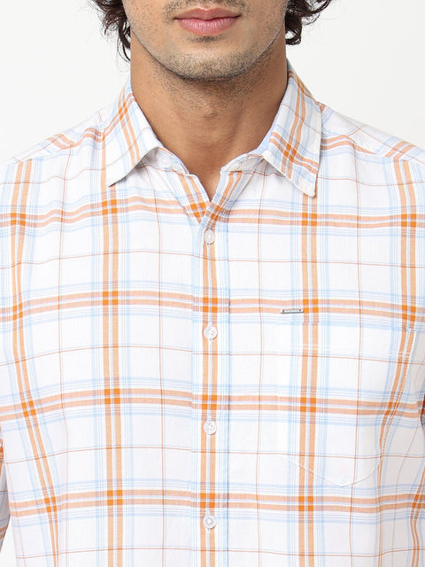 White Checks Cotton Shirt - Shirts - 230424657