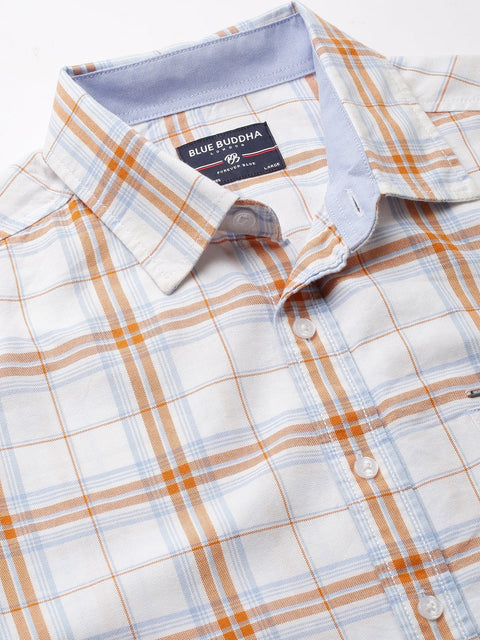 White Checks Cotton Shirt - Shirts - 230424657