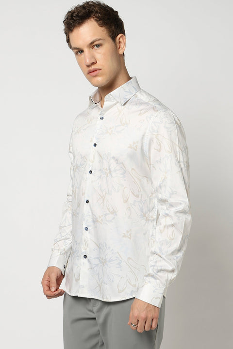 White Floral Print Tailored Shirt - Shirt - 241230147