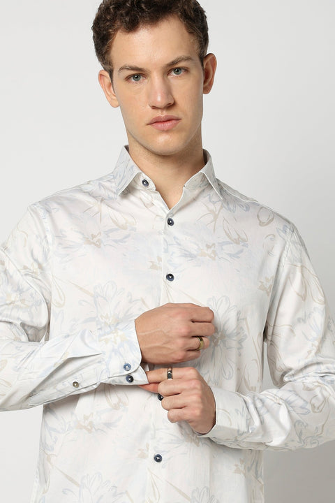 White Floral Print Tailored Shirt - Shirt - 241230147