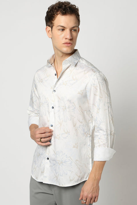 White Floral Print Tailored Shirt - Shirt - 241230147