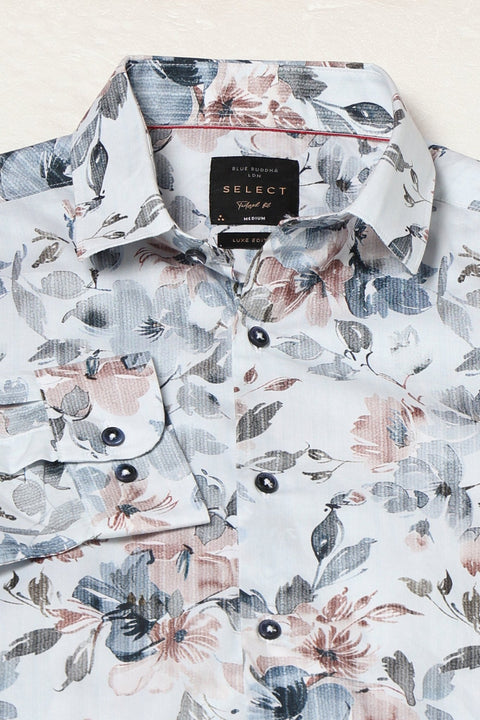White Floral Satin Shirt - Shirts - 241230152