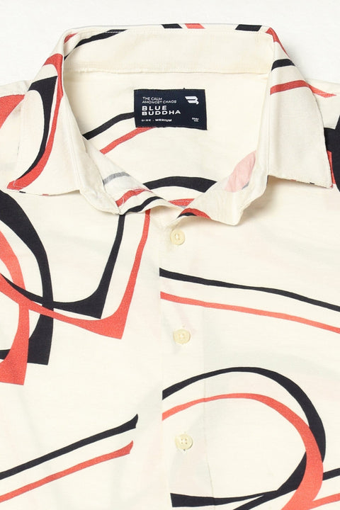 WHITE GEOMETRIC PRINTED HALF SLEEVE SHIRT-Shirt - 250531388