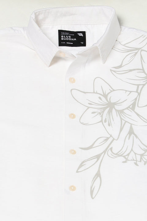 WHITE PLAIN HALF SLEEVE RELAXED FIT SHIRT-Shirt - 250631433