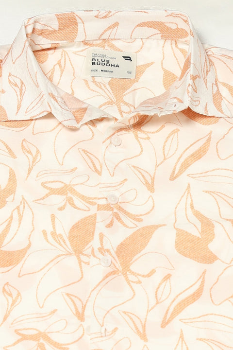 WHITE PRINTED HALF SLEEVE RELAXED FIT SHIRT-Shirts - 250531383