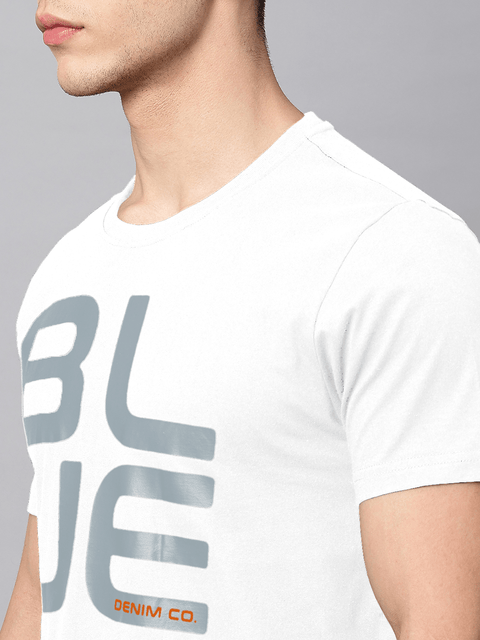 White Printed Round Neck T-Shirt - T-Shirt - 240700527