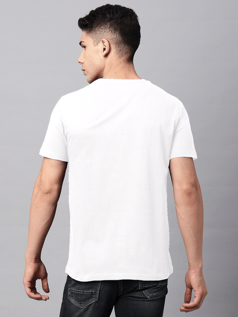 White Printed Round Neck T-Shirt - T-Shirt - 240700527
