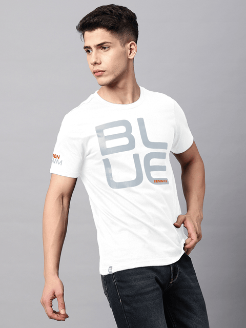 White Printed Round Neck T-Shirt - T-Shirt - 240700527