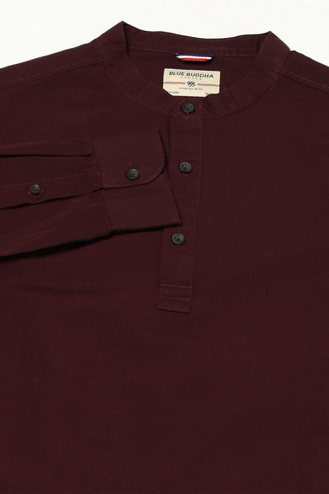 WINE PLAIN MANDARIN COLLAR KURTA - Kurta - 240120031
