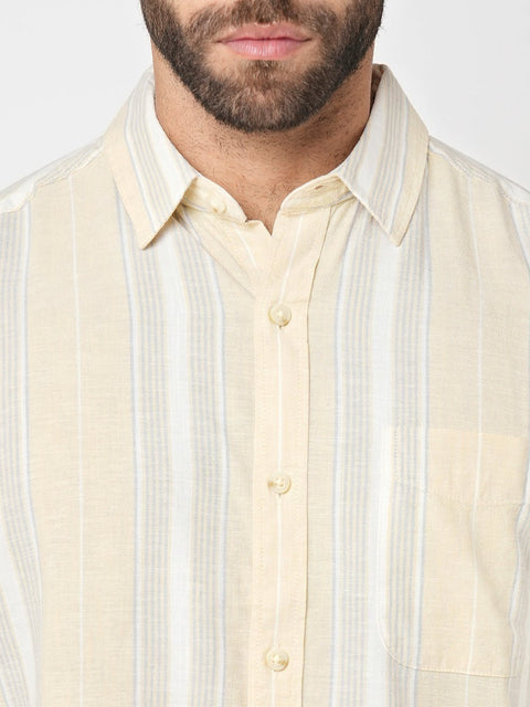 Yellow Striped Cotton Shirt - Shirt - 230725298