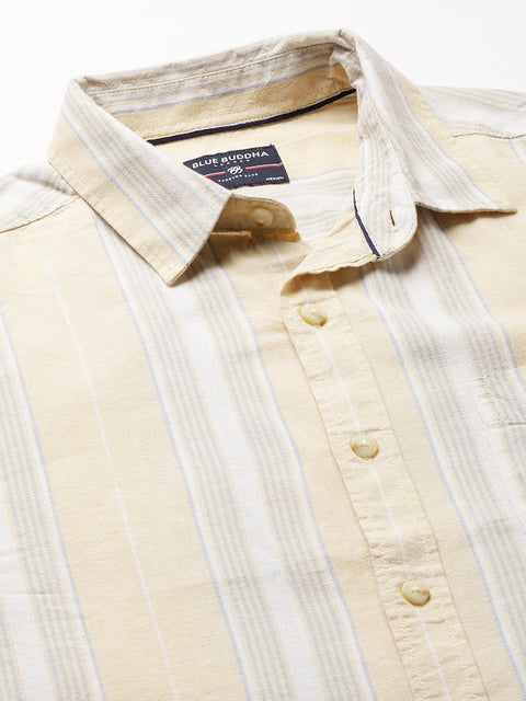 Yellow Striped Cotton Shirt - Shirt - 230725298