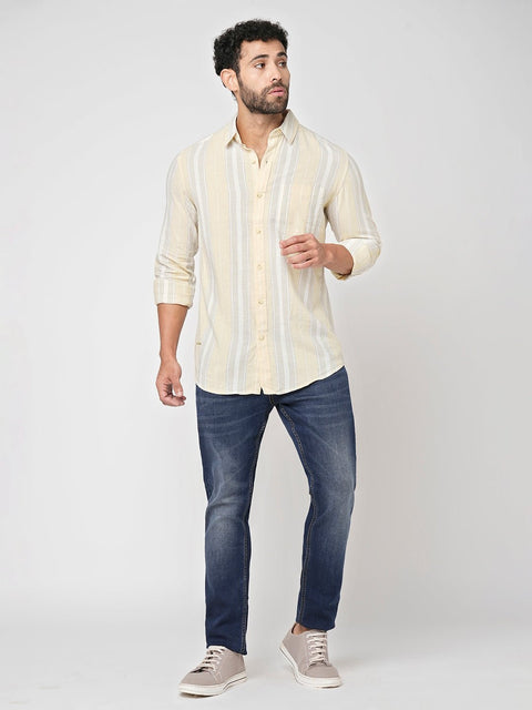 Yellow Striped Cotton Shirt - Shirt - 230725298