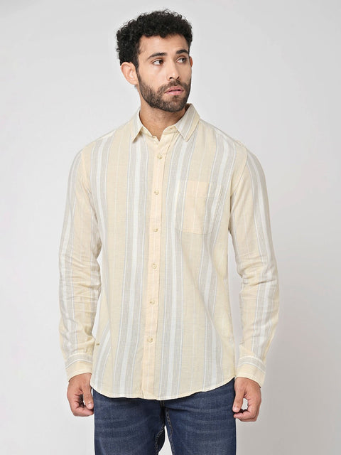 Yellow Striped Cotton Shirt - Shirt - 230725298