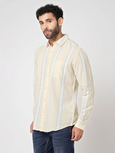 Yellow Striped Cotton Shirt - Shirt - 230725298